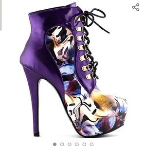 Women's lace up heels Gothic ankle boots